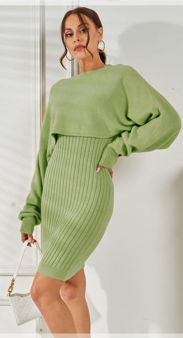 Dixie Knit Sweater Two Piece Dress - SunsetFashionLA